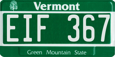 VT license plate EIF367