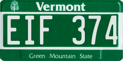 VT license plate EIF374