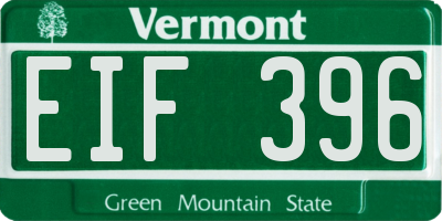 VT license plate EIF396
