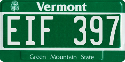 VT license plate EIF397