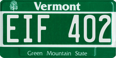 VT license plate EIF402