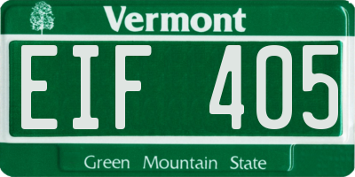VT license plate EIF405