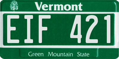 VT license plate EIF421