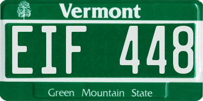 VT license plate EIF448