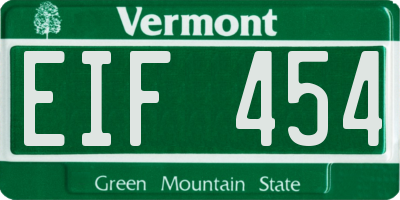 VT license plate EIF454