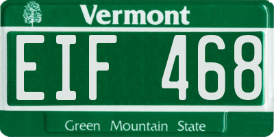 VT license plate EIF468