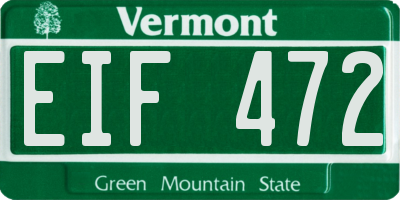 VT license plate EIF472