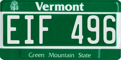 VT license plate EIF496