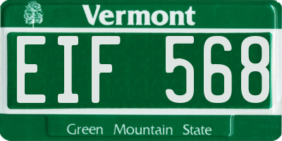 VT license plate EIF568