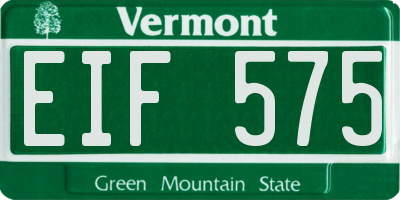 VT license plate EIF575