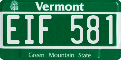 VT license plate EIF581