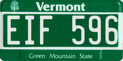 VT license plate EIF596