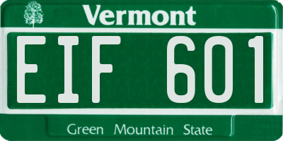 VT license plate EIF601