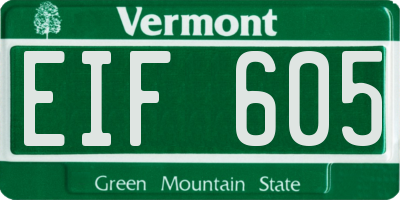 VT license plate EIF605