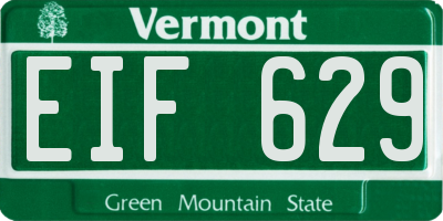 VT license plate EIF629