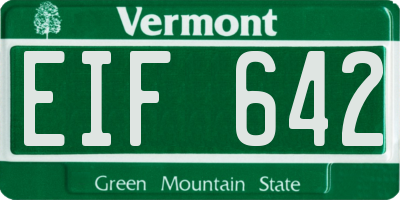 VT license plate EIF642