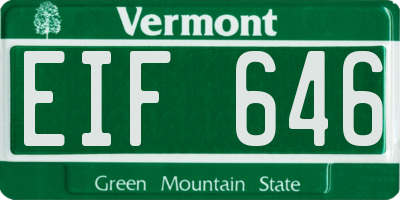 VT license plate EIF646