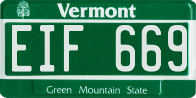 VT license plate EIF669