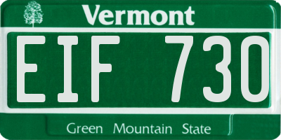 VT license plate EIF730
