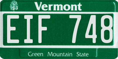 VT license plate EIF748
