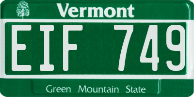 VT license plate EIF749