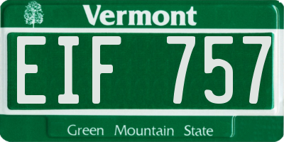 VT license plate EIF757