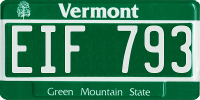 VT license plate EIF793