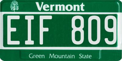 VT license plate EIF809