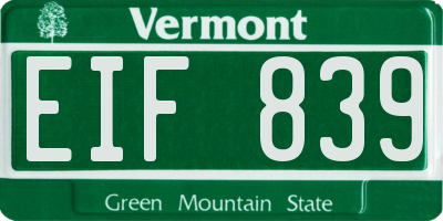 VT license plate EIF839