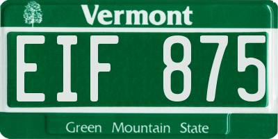 VT license plate EIF875