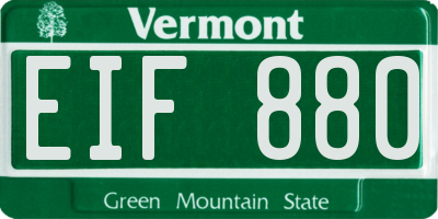 VT license plate EIF880