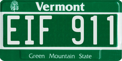 VT license plate EIF911