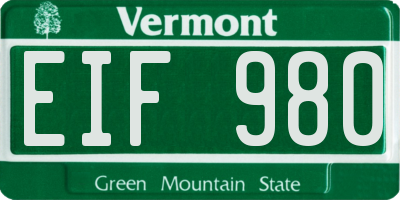 VT license plate EIF980