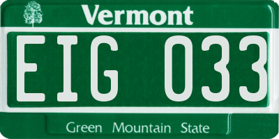 VT license plate EIG033