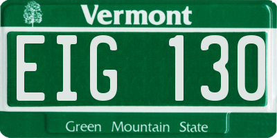 VT license plate EIG130