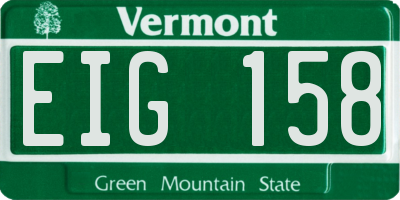 VT license plate EIG158