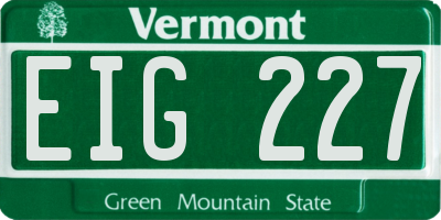 VT license plate EIG227