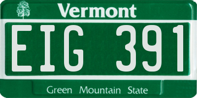 VT license plate EIG391