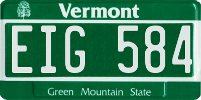 VT license plate EIG584