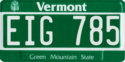 VT license plate EIG785