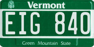 VT license plate EIG840