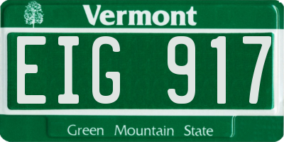 VT license plate EIG917