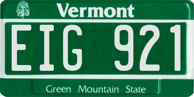 VT license plate EIG921
