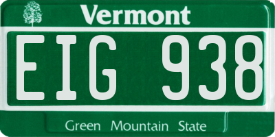 VT license plate EIG938