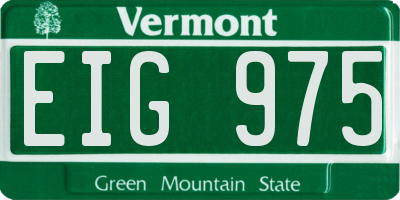 VT license plate EIG975