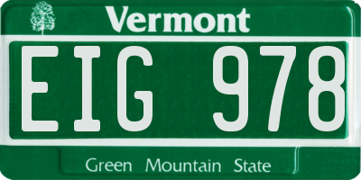 VT license plate EIG978