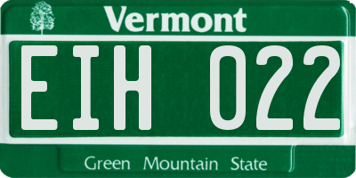 VT license plate EIH022