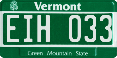 VT license plate EIH033
