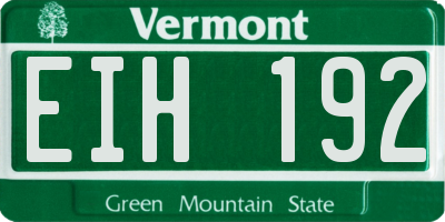 VT license plate EIH192