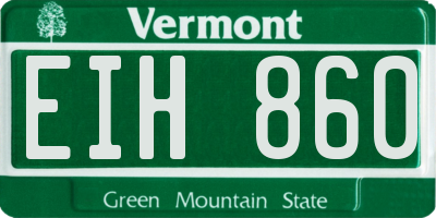 VT license plate EIH860